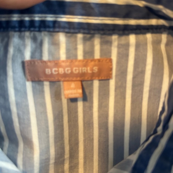 BCBGirls Blue and White Casual A-Line Shirt Dress - Picture 3 of 6
